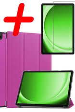 BASEY. Hoesje Geschikt voor Samsung Galaxy Tab A9 Hoes Case Tablet Hoesje Tri-fold Met Screenprotector - Hoes Geschikt voor Samsung Tab A9 Hoesje Hard Cover Bookcase Hoes - Paars