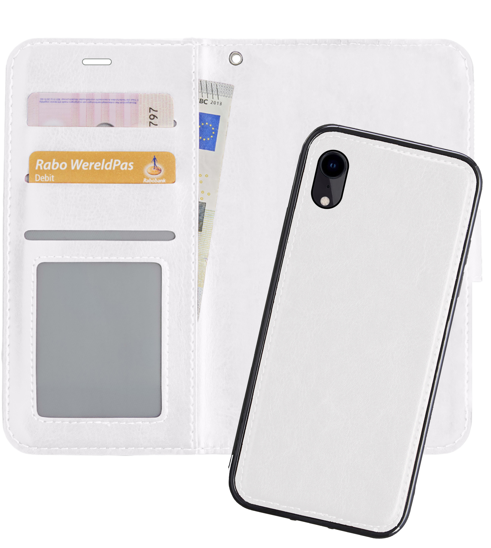 Nomfy Hoesje Geschikt voor iPhone XR Hoesje 2-in-1 Bookcase Hoes Case Uitneembaar - Hoes Geschikt voor iPhone XR Hoes Cover - Wit