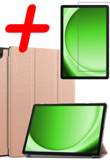 BASEY. Hoesje Geschikt voor Samsung Galaxy Tab A9 Hoes Case Tablet Hoesje Tri-fold Met Screenprotector - Hoes Geschikt voor Samsung Tab A9 Hoesje Hard Cover Bookcase Hoes - Rosé goud