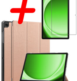 BASEY. BASEY. Samsung Galaxy Tab A9 Hoes Met Screenprotector - Rose Goud