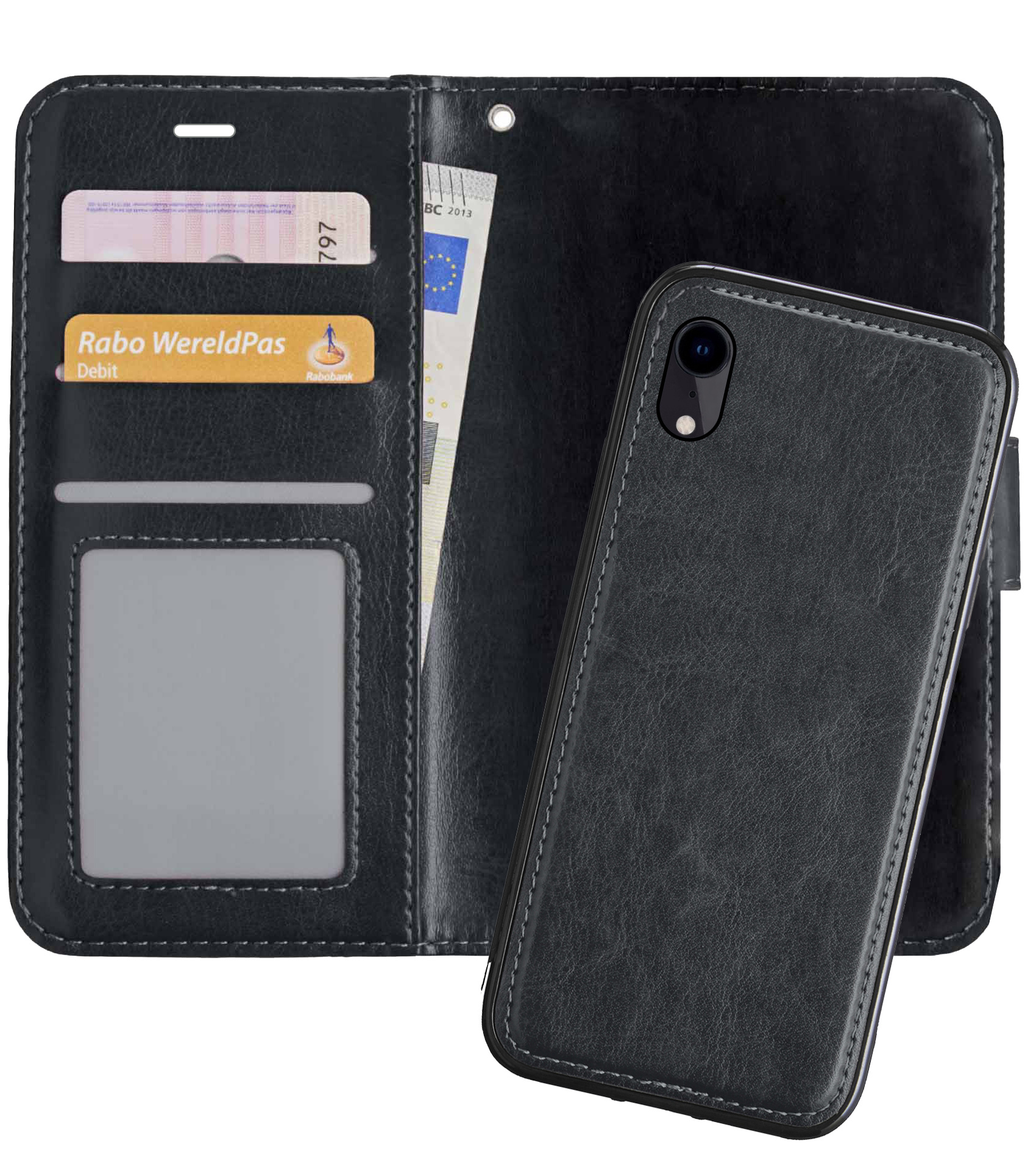 Nomfy Hoesje Geschikt voor iPhone XR Hoesje 2-in-1 Bookcase Hoes Case Uitneembaar - Hoes Geschikt voor iPhone XR Hoes Cover - Zwart