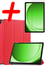 BASEY. Hoesje Geschikt voor Samsung Galaxy Tab A9 Hoes Case Tablet Hoesje Tri-fold Met Screenprotector - Hoes Geschikt voor Samsung Tab A9 Hoesje Hard Cover Bookcase Hoes - Rood
