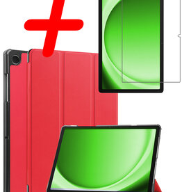BASEY. BASEY. Samsung Galaxy Tab A9 Hoes Met Screenprotector - Rood