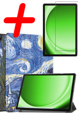 BASEY. Hoesje Geschikt voor Samsung Galaxy Tab A9 Hoes Case Tablet Hoesje Tri-fold Met Screenprotector - Hoes Geschikt voor Samsung Tab A9 Hoesje Hard Cover Bookcase Hoes - Sterrenhemel