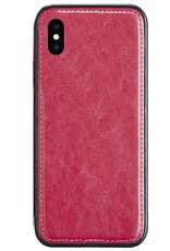 BASEY. Hoes Geschikt voor iPhone Xs Max Hoesje Bookcase Hoes 2-in-1 Cover - Hoesje Geschikt voor iPhone Xs Max Hoes 2-in-1 Hoesje Case - Donkerroze