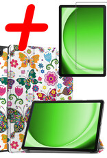 BASEY. Hoesje Geschikt voor Samsung Galaxy Tab A9 Hoes Case Tablet Hoesje Tri-fold Met Screenprotector - Hoes Geschikt voor Samsung Tab A9 Hoesje Hard Cover Bookcase Hoes - Vlinders