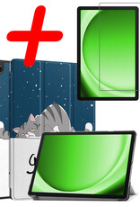 BASEY. Hoesje Geschikt voor Samsung Galaxy Tab A9 Hoes Case Tablet Hoesje Tri-fold Met Screenprotector - Hoes Geschikt voor Samsung Tab A9 Hoesje Hard Cover Bookcase Hoes - Kat