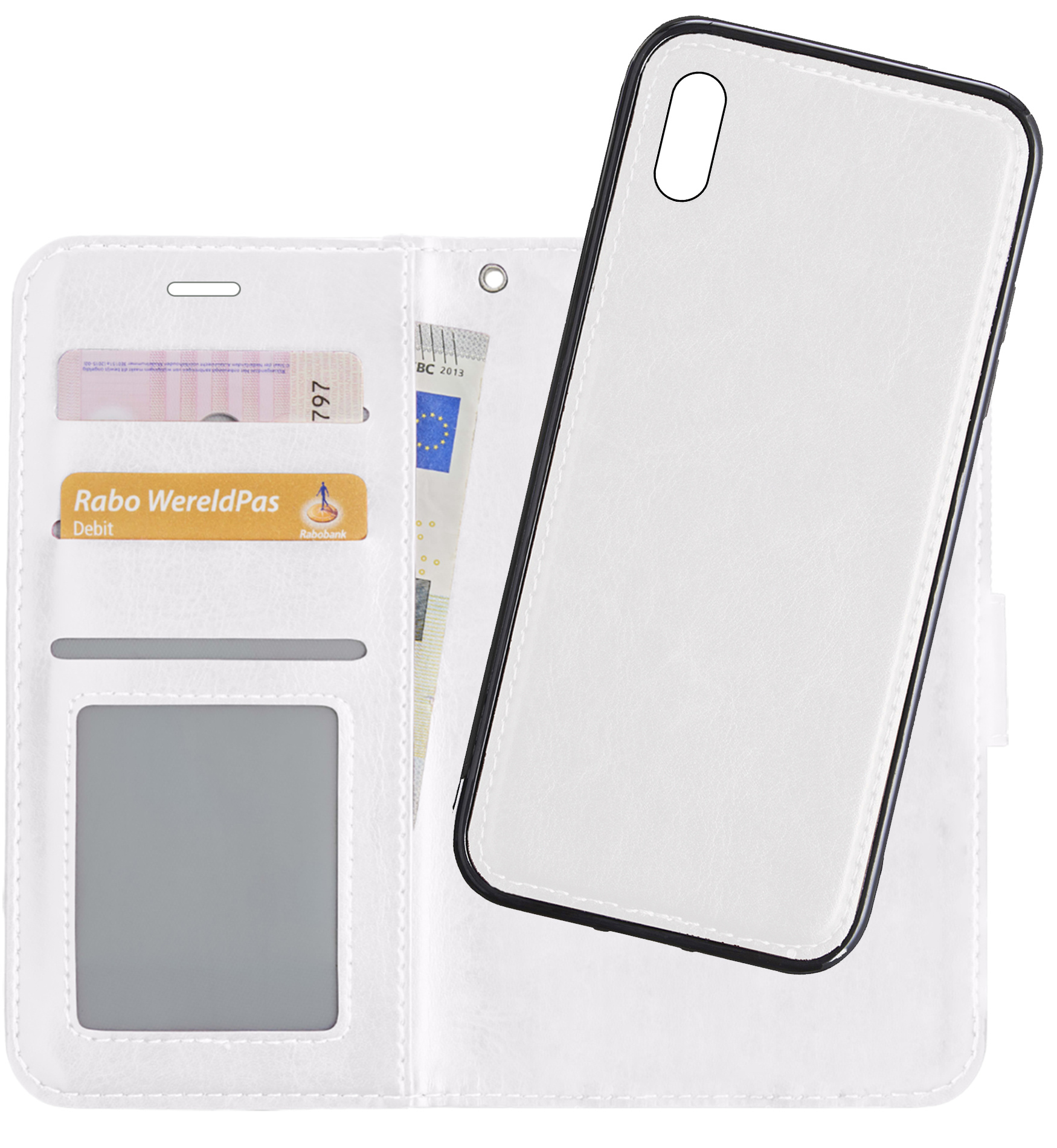 NoXx Hoes Geschikt voor iPhone Xs Max Hoesje Bookcase Hoes 2-in-1 Uitneembaar Cover Hard Case - Wit