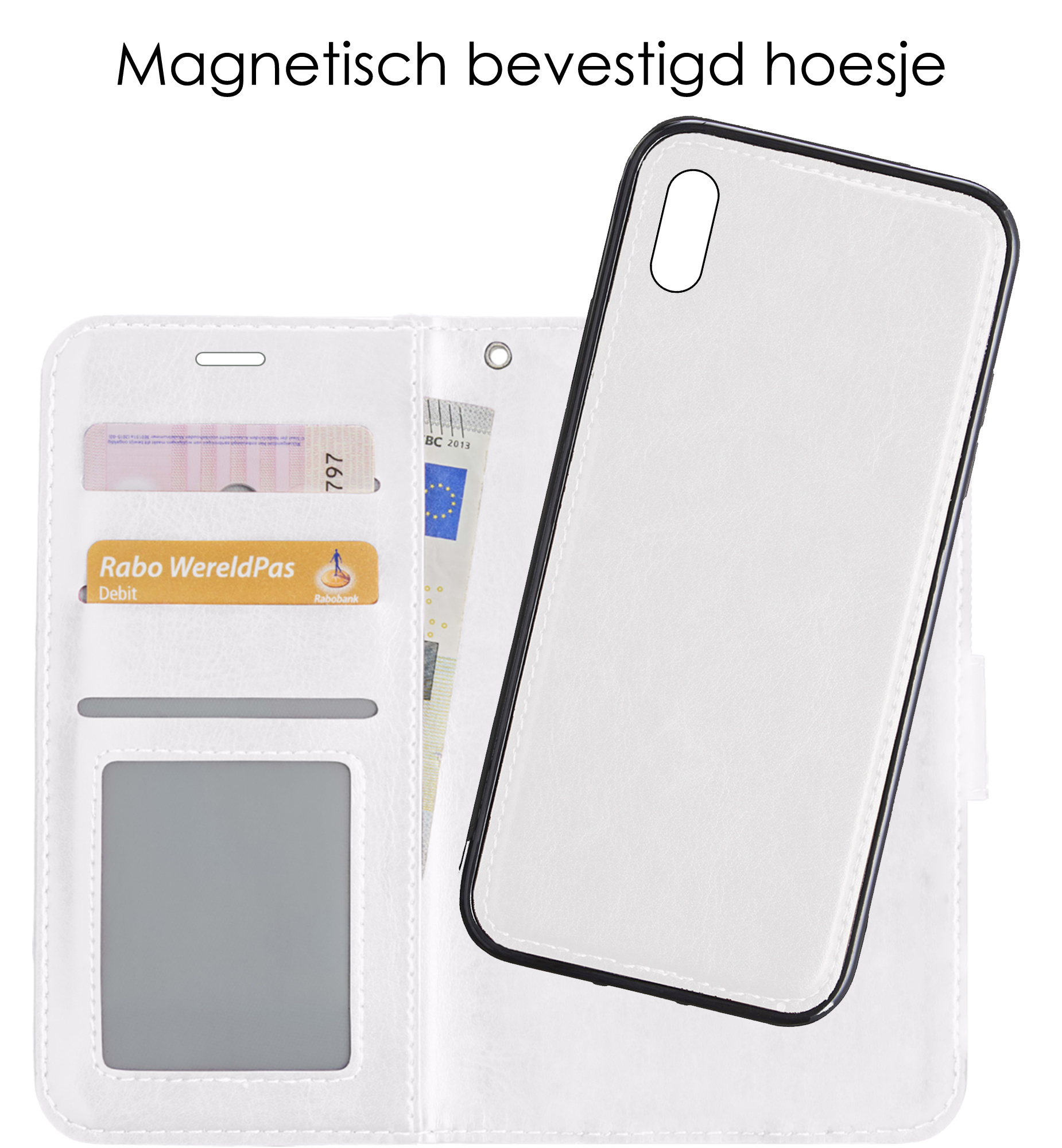 NoXx Hoes Geschikt voor iPhone Xs Max Hoesje Bookcase Hoes 2-in-1 Uitneembaar Cover Hard Case - Wit
