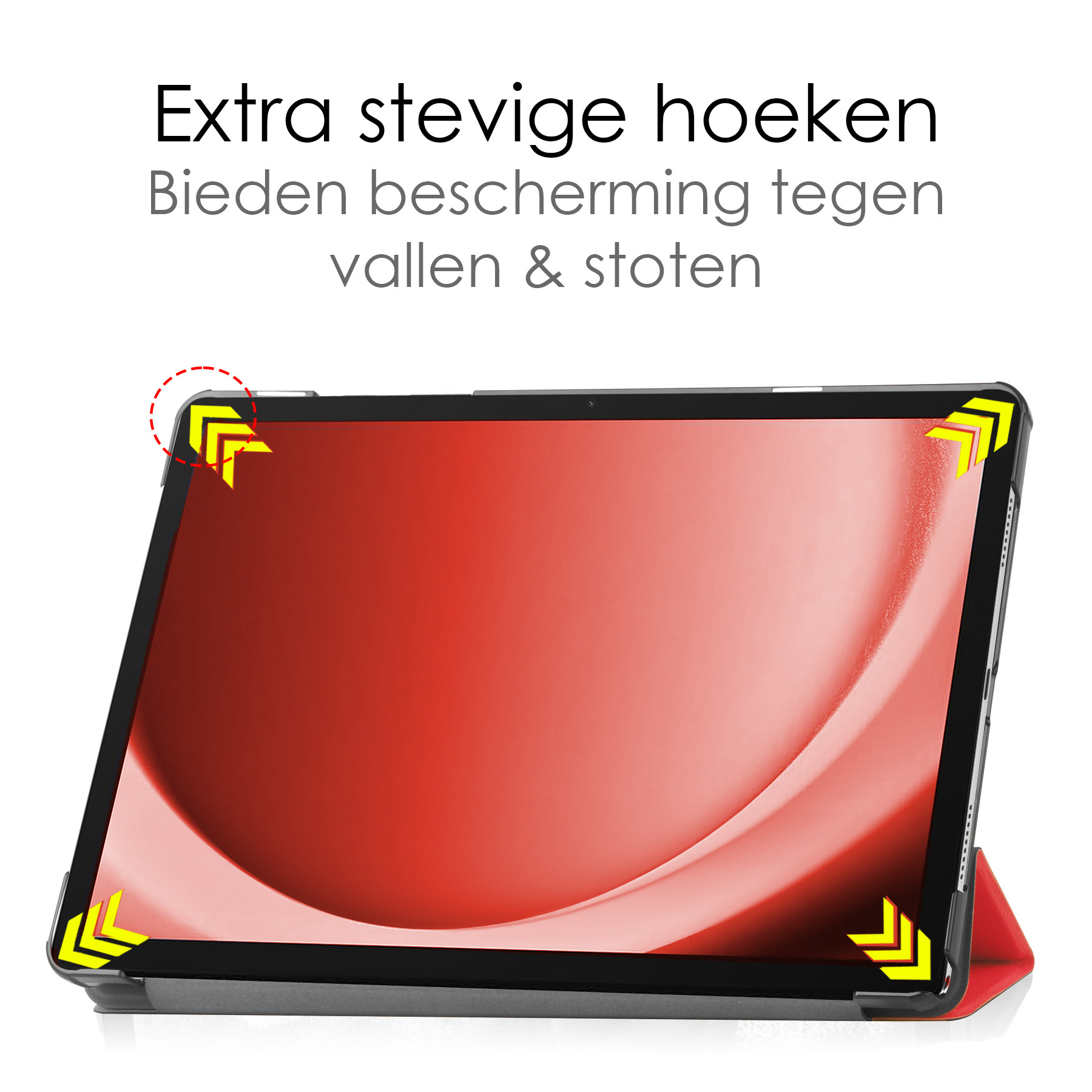 NoXx Hoesje Geschikt voor Samsung Galaxy Tab A9 Plus Hoesje Case Hard Cover Hoes Book Case Met Screenprotector - Rood