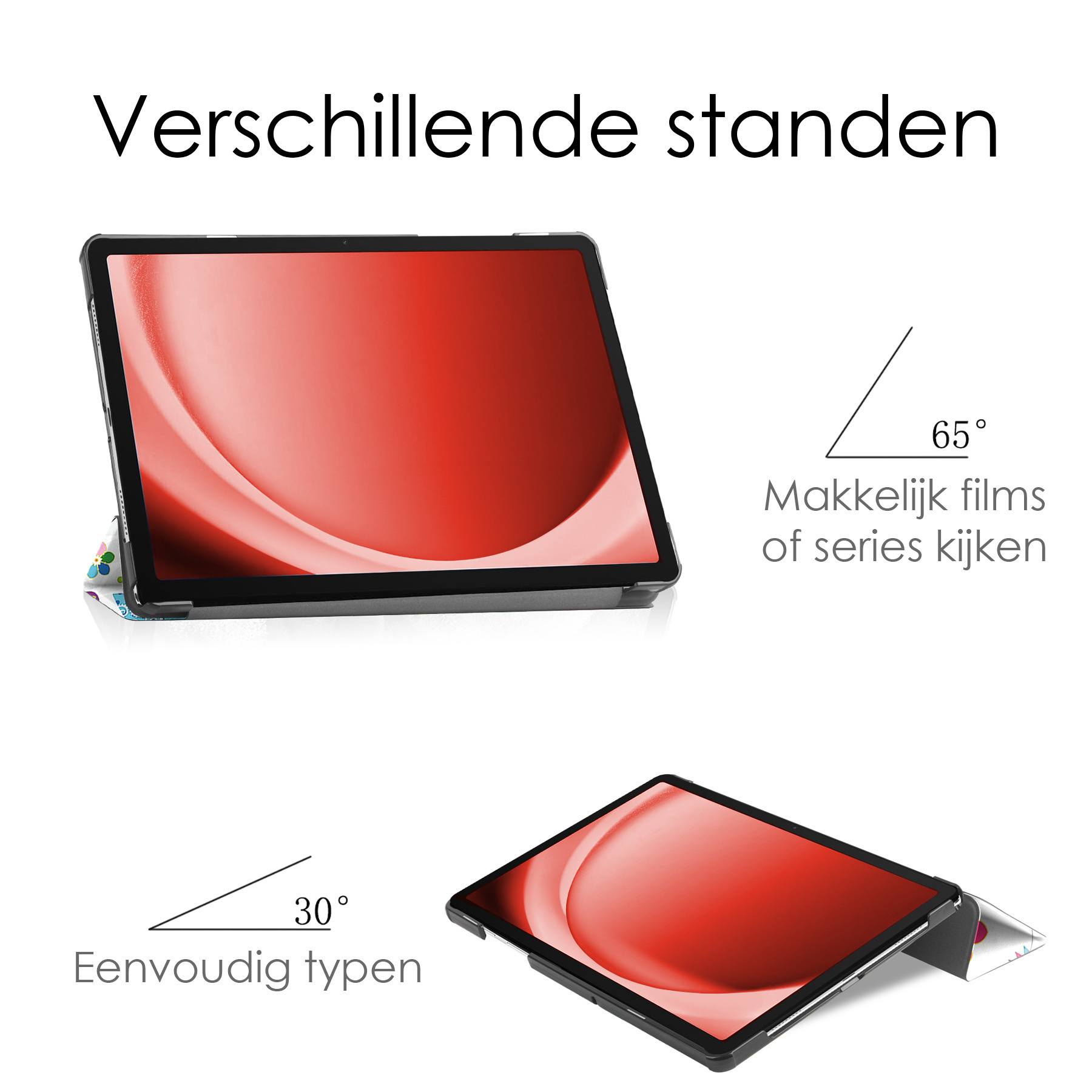 NoXx Hoesje Geschikt voor Samsung Galaxy Tab A9 Plus Hoesje Case Hard Cover Hoes Book Case Met Screenprotector - Vlinders