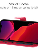 NoXx Hoes Geschikt voor iPhone 12 Pro Max Hoesje Bookcase Hoes 2-in-1 Uitneembaar Cover Hard Case - Donkerroze