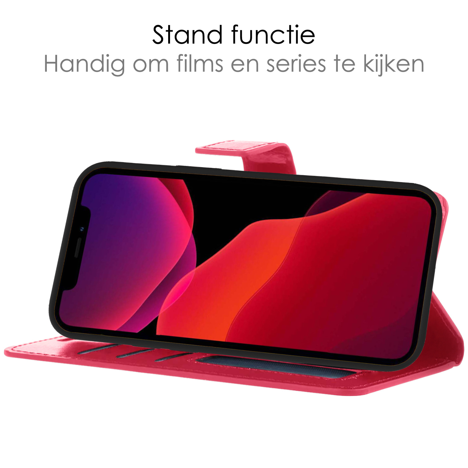 NoXx Hoes Geschikt voor iPhone 12 Pro Max Hoesje Bookcase Hoes 2-in-1 Uitneembaar Cover Hard Case - Donkerroze