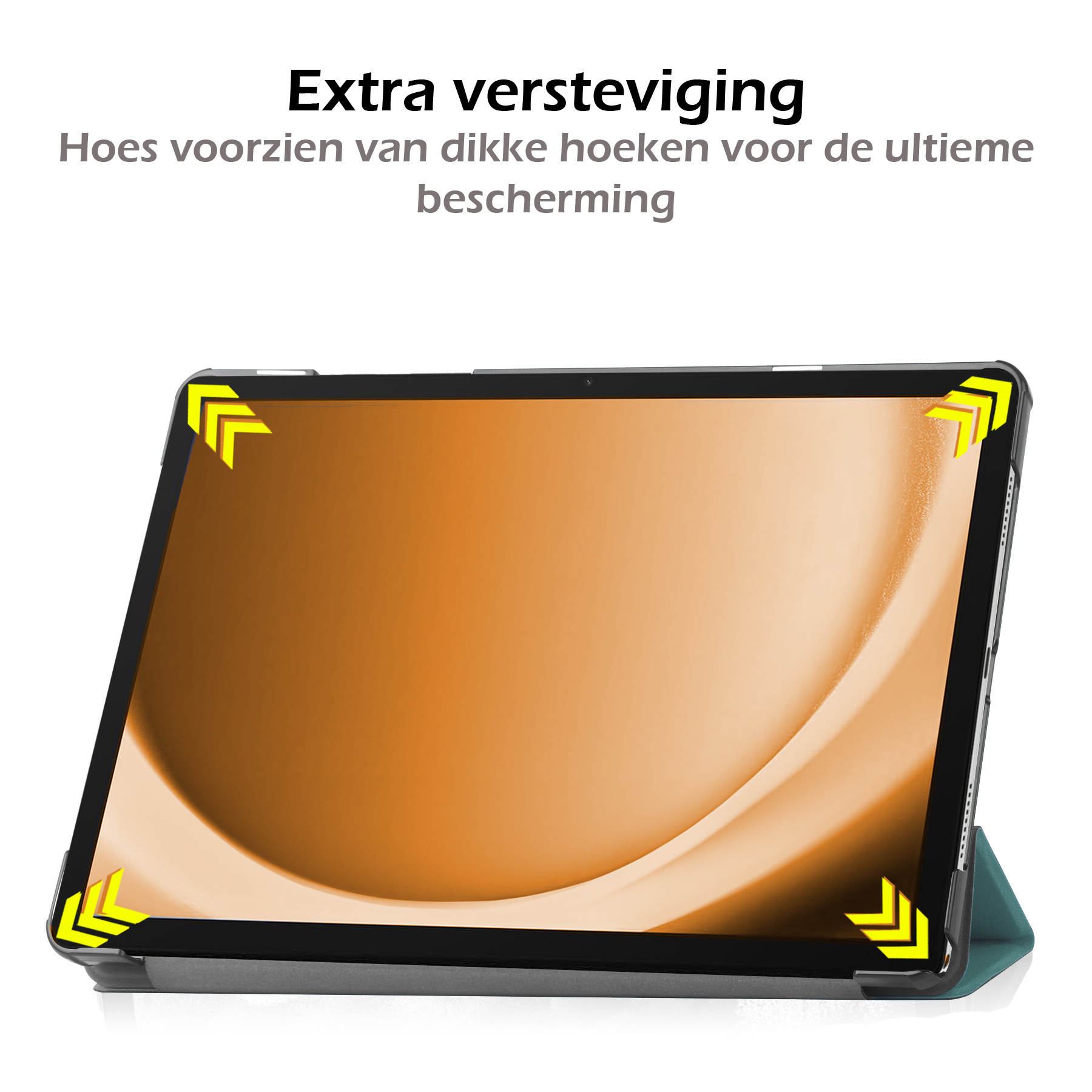 Nomfy Hoes Geschikt voor Samsung Galaxy Tab A9 Plus Hoes Tri-fold Tablet Hoesje Case Met Screenprotector - Hoesje Geschikt voor Samsung Tab A9 Plus Hoesje Hardcover Bookcase - Donkergroen