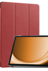 Nomfy Hoes Geschikt voor Samsung Galaxy Tab A9 Plus Hoes Tri-fold Tablet Hoesje Case Met Screenprotector - Hoesje Geschikt voor Samsung Tab A9 Plus Hoesje Hardcover Bookcase - Donkerrood