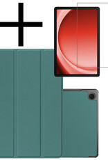 NoXx Hoesje Geschikt voor Samsung Galaxy Tab A9 Hoesje Case Hard Cover Hoes Book Case Met Screenprotector - Donkergroen