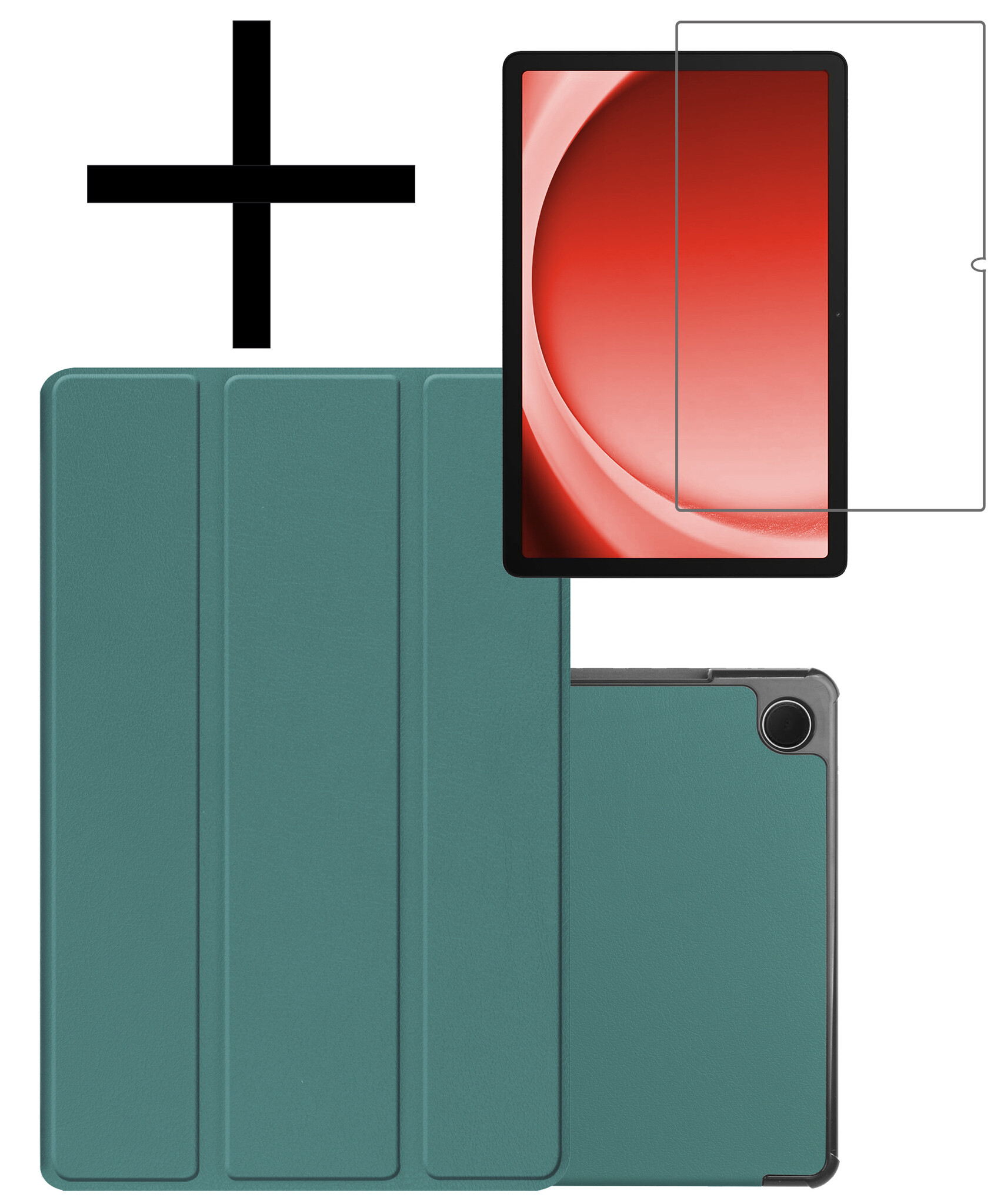 NoXx Hoesje Geschikt voor Samsung Galaxy Tab A9 Hoesje Case Hard Cover Hoes Book Case Met Screenprotector - Donkergroen