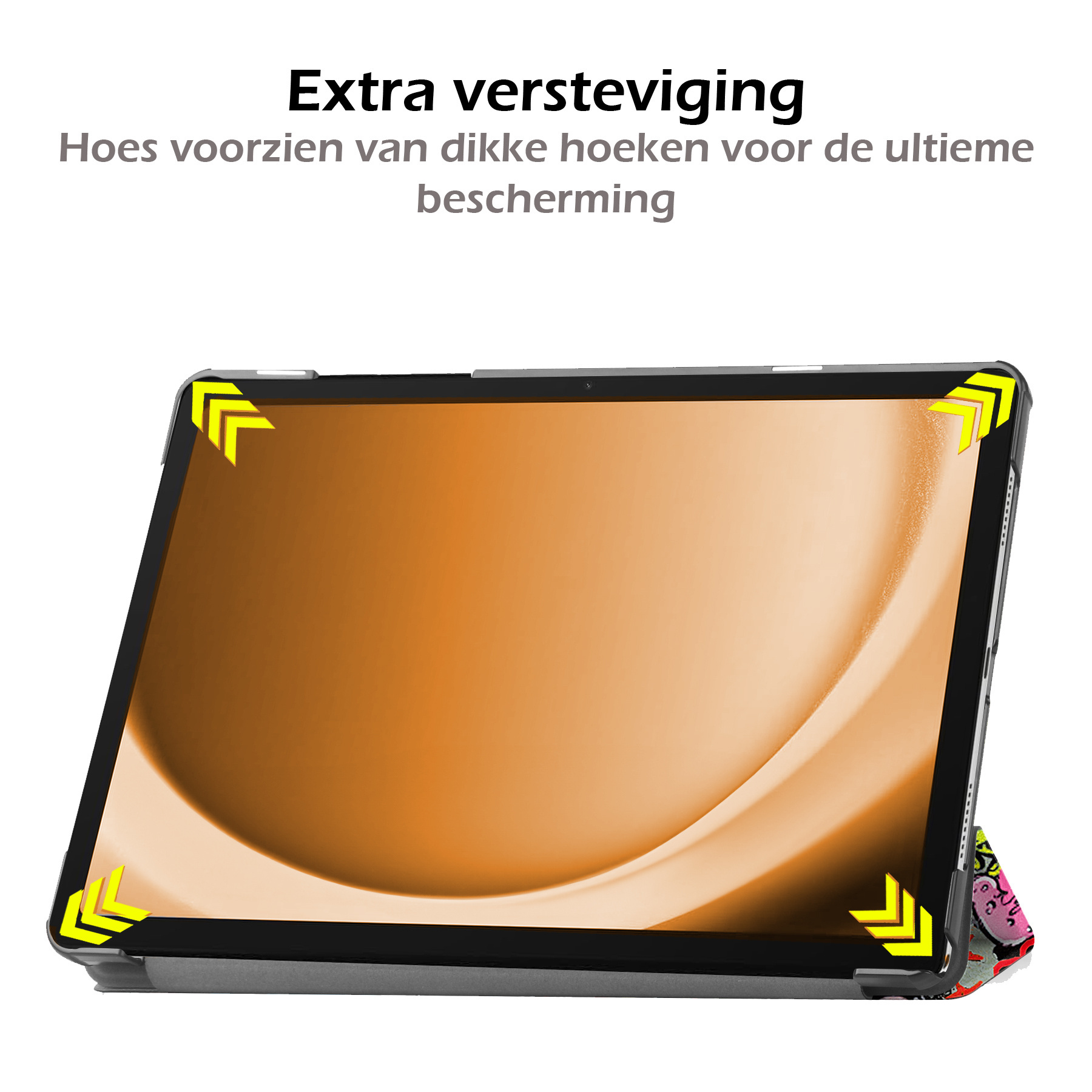 Nomfy Hoes Geschikt voor Samsung Galaxy Tab A9 Plus Hoes Tri-fold Tablet Hoesje Case Met Screenprotector - Hoesje Geschikt voor Samsung Tab A9 Plus Hoesje Hardcover Bookcase - Graffity