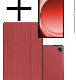 NoXx NoXx Samsung Galaxy Tab A9 Hoes Met Screenprotector - Donkerrood