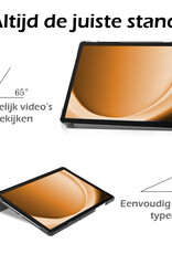 Nomfy Hoes Geschikt voor Samsung Galaxy Tab A9 Plus Hoes Tri-fold Tablet Hoesje Case Met Screenprotector - Hoesje Geschikt voor Samsung Tab A9 Plus Hoesje Hardcover Bookcase - Paars