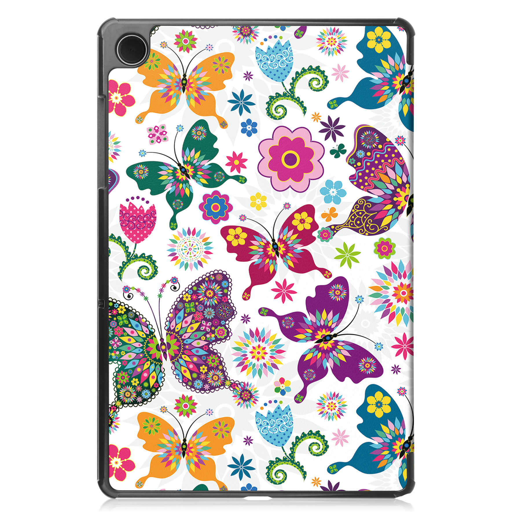 Nomfy Hoes Geschikt voor Samsung Galaxy Tab A9 Plus Hoes Tri-fold Tablet Hoesje Case Met Screenprotector - Hoesje Geschikt voor Samsung Tab A9 Plus Hoesje Hardcover Bookcase - Vlinders