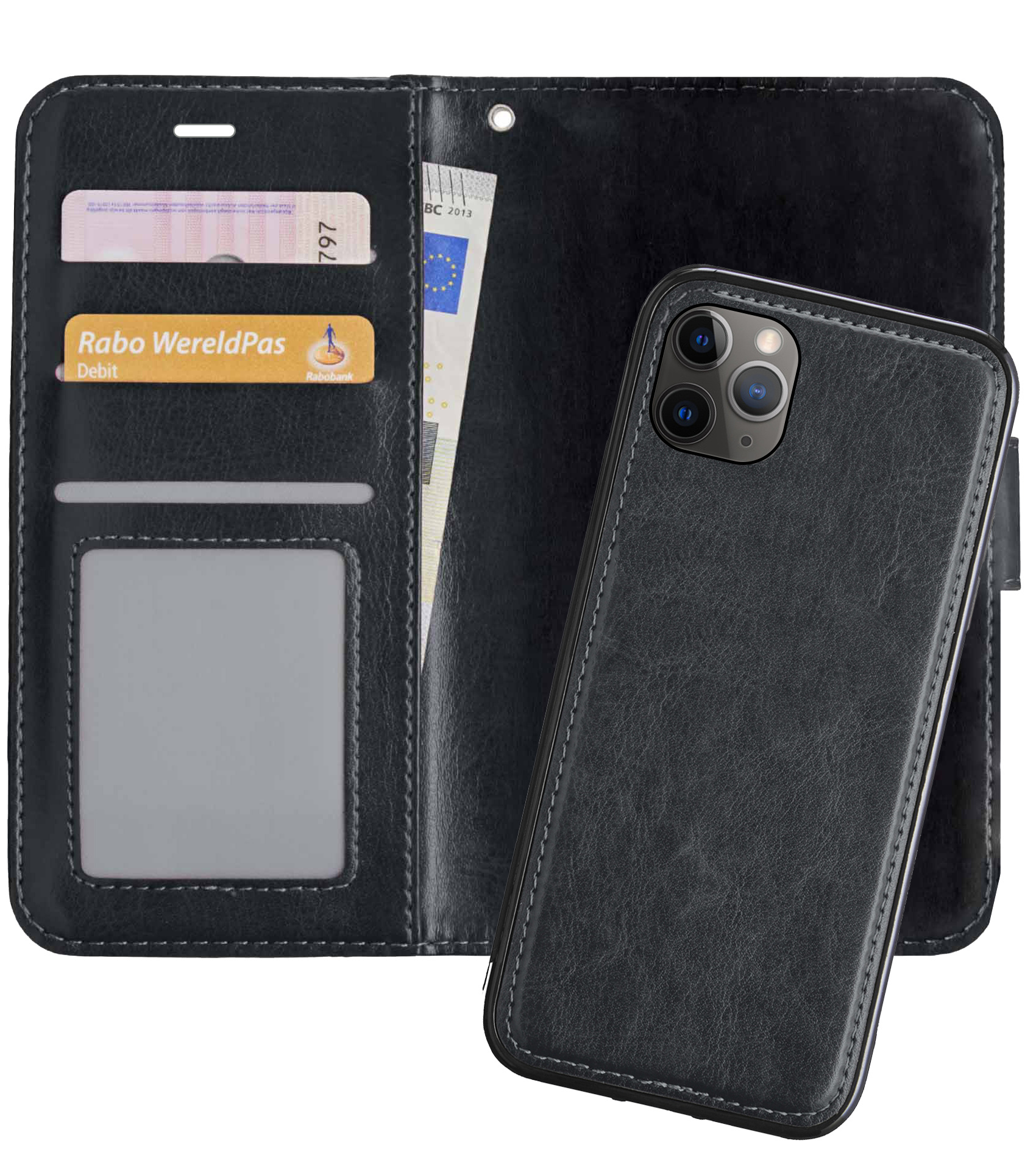 Nomfy Hoesje Geschikt voor iPhone 11 Pro Max Hoesje 2-in-1 Bookcase Hoes Case Uitneembaar - Hoes Geschikt voor iPhone 11 Pro Max Hoes Cover - Zwart