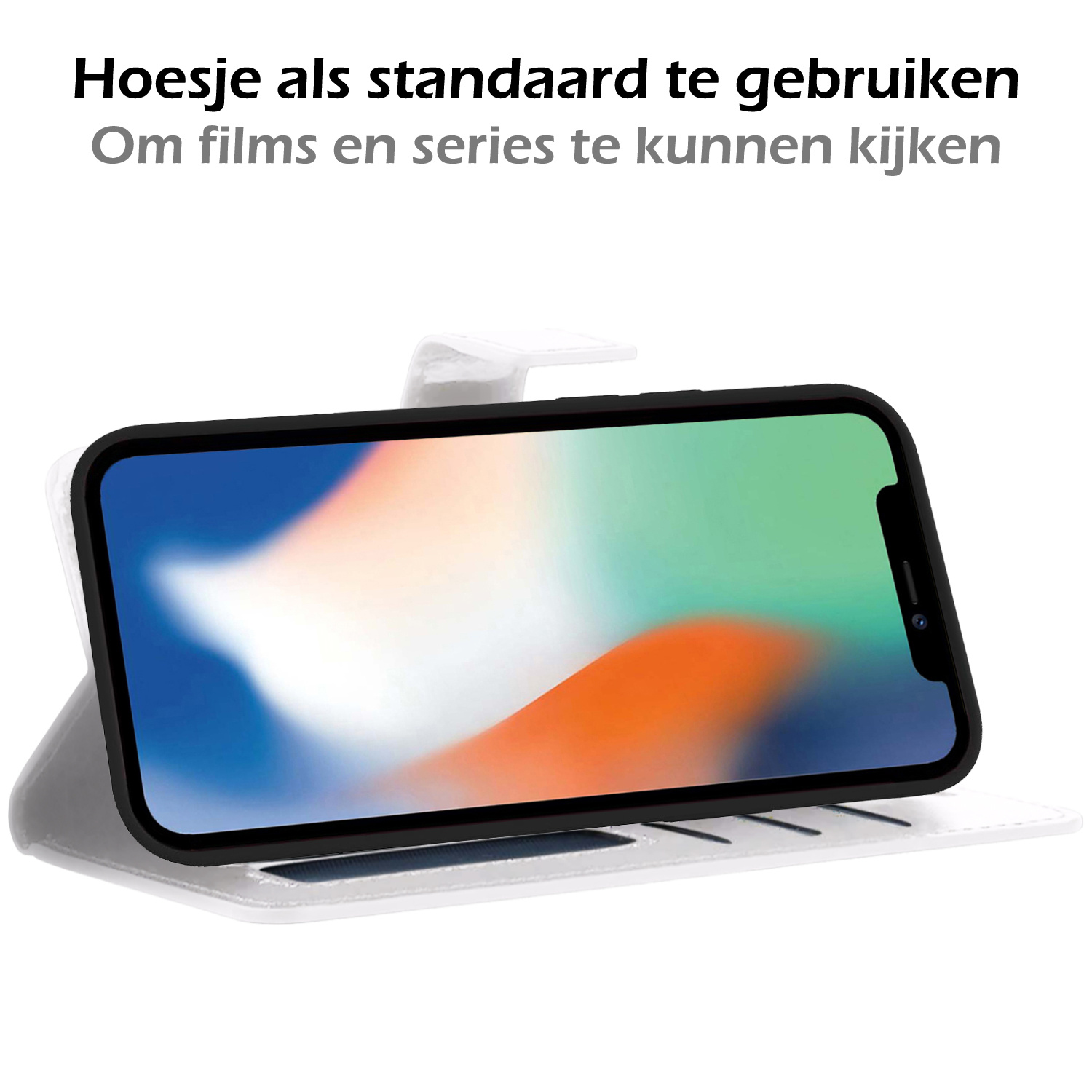 Nomfy Hoesje Geschikt voor iPhone 12 Mini Hoesje 2-in-1 Bookcase Hoes Case Uitneembaar - Hoes Geschikt voor iPhone 12 Mini Hoes Cover - Wit