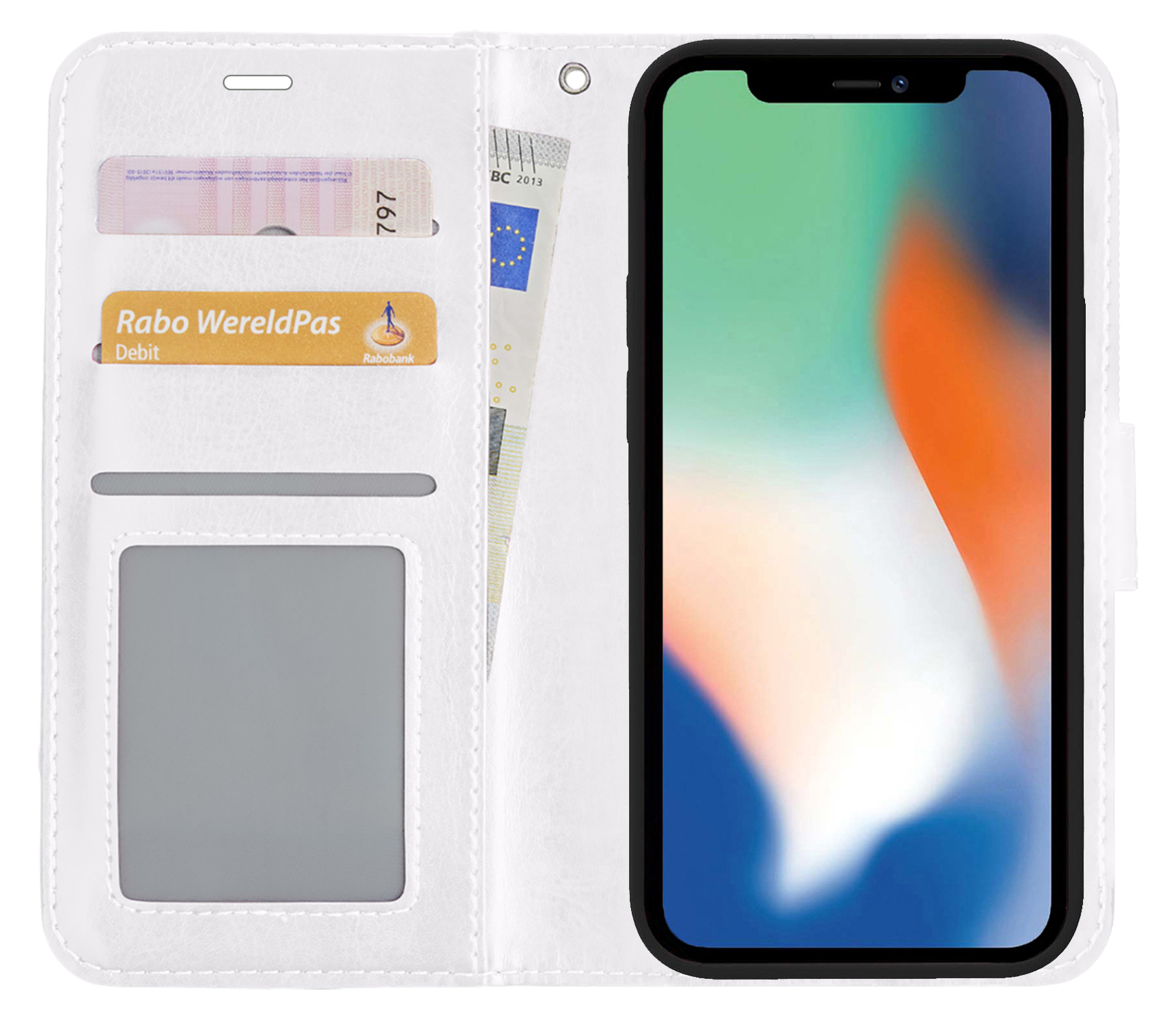 Nomfy Hoesje Geschikt voor iPhone 12 Mini Hoesje 2-in-1 Bookcase Hoes Case Uitneembaar - Hoes Geschikt voor iPhone 12 Mini Hoes Cover - Wit