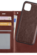 NoXx Hoes Geschikt voor iPhone 12 Mini Hoesje Bookcase Hoes 2-in-1 Uitneembaar Cover Hard Case - Bruin