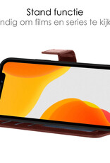 NoXx Hoes Geschikt voor iPhone 12 Mini Hoesje Bookcase Hoes 2-in-1 Uitneembaar Cover Hard Case - Bruin