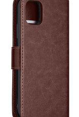 NoXx Hoes Geschikt voor iPhone 12 Mini Hoesje Bookcase Hoes 2-in-1 Uitneembaar Cover Hard Case - Bruin