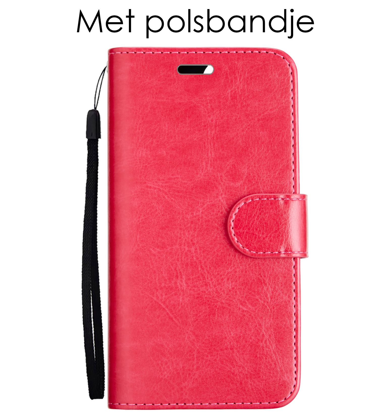 NoXx Hoes Geschikt voor iPhone 12 Mini Hoesje Bookcase Hoes 2-in-1 Uitneembaar Cover Hard Case - Donkerroze