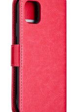 NoXx Hoes Geschikt voor iPhone 12 Mini Hoesje Bookcase Hoes 2-in-1 Uitneembaar Cover Hard Case - Donkerroze