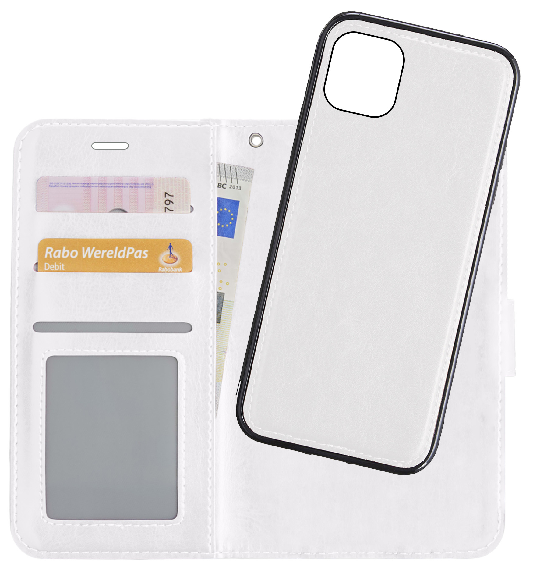 NoXx Hoes Geschikt voor iPhone 12 Mini Hoesje Bookcase Hoes 2-in-1 Uitneembaar Cover Hard Case - Wit