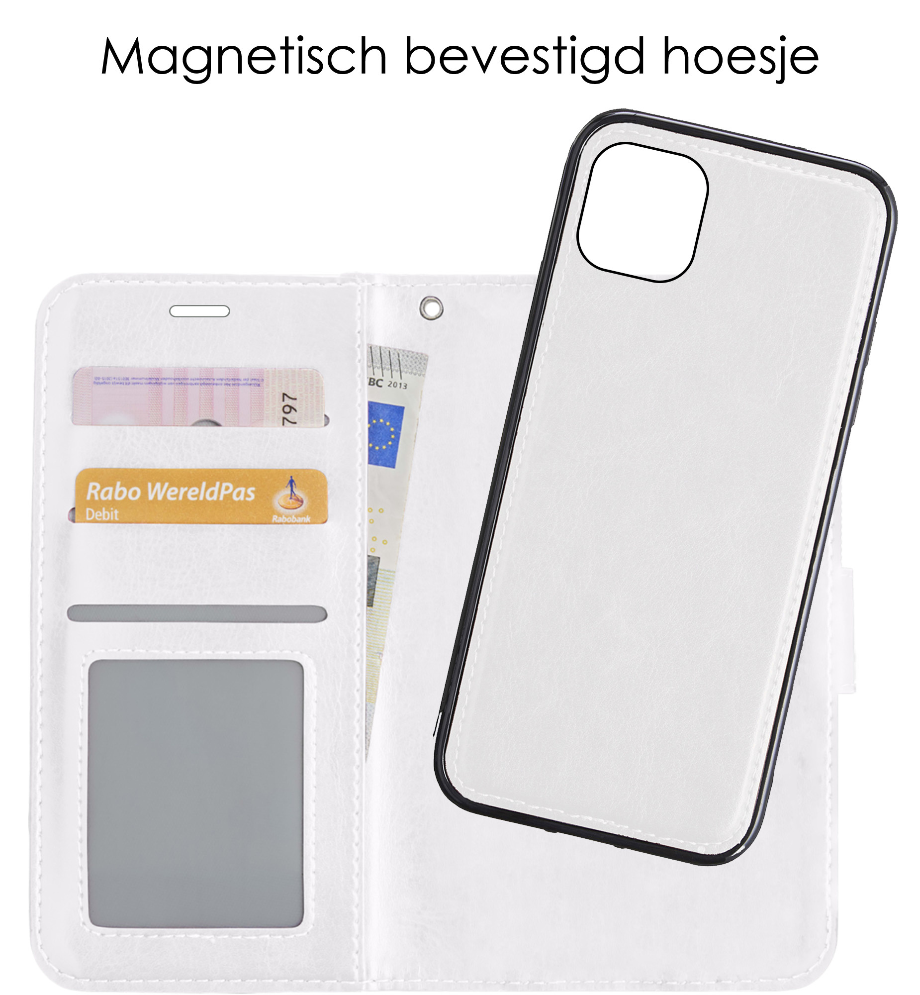 NoXx Hoes Geschikt voor iPhone 12 Mini Hoesje Bookcase Hoes 2-in-1 Uitneembaar Cover Hard Case - Wit