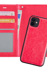 Nomfy Hoesje Geschikt voor iPhone 12 Mini Hoesje 2-in-1 Bookcase Hoes Case Uitneembaar - Hoes Geschikt voor iPhone 12 Mini Hoes Cover - Donkerroze