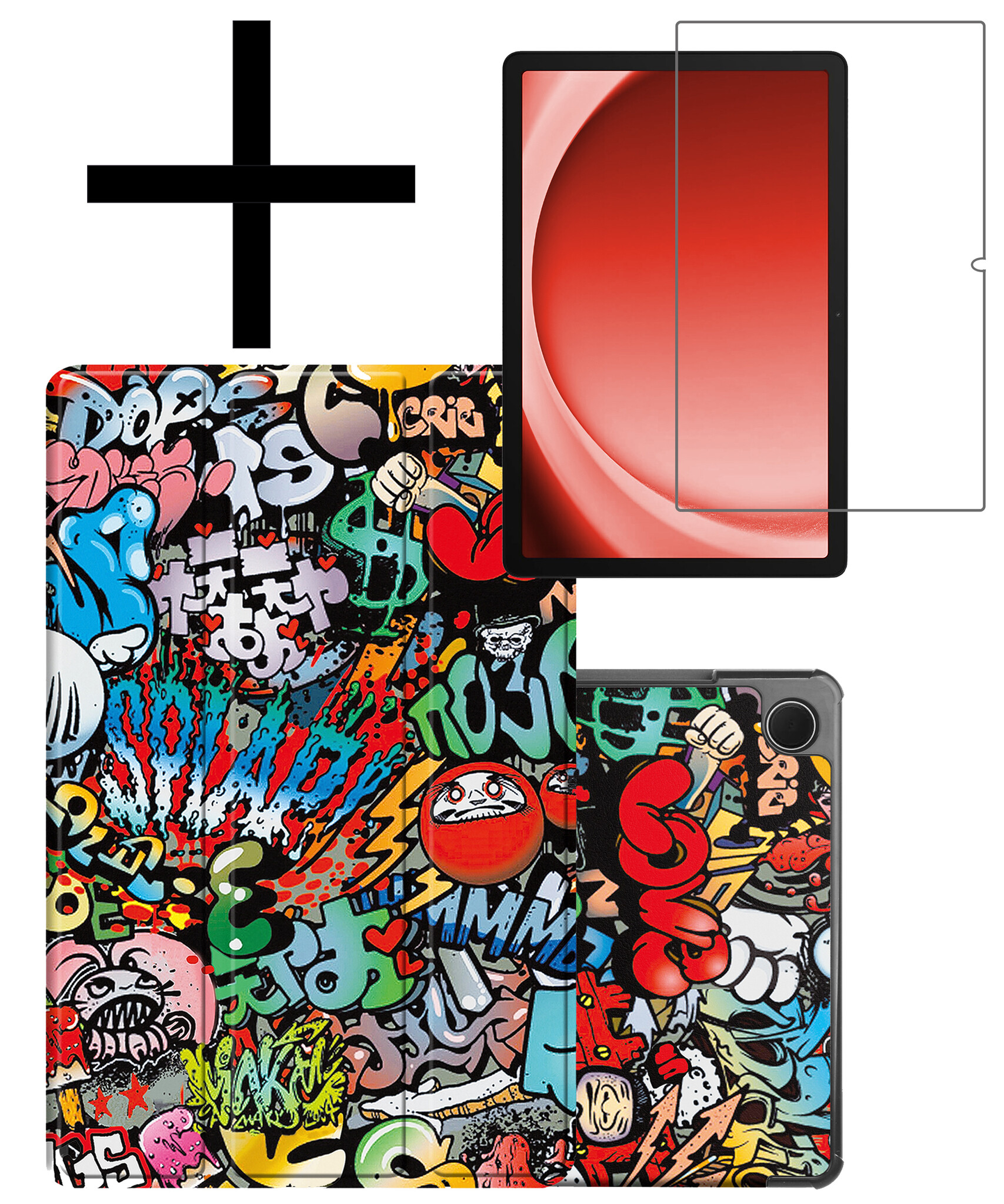 NoXx Hoesje Geschikt voor Samsung Galaxy Tab A9 Hoesje Case Hard Cover Hoes Book Case Met Screenprotector - Graffity
