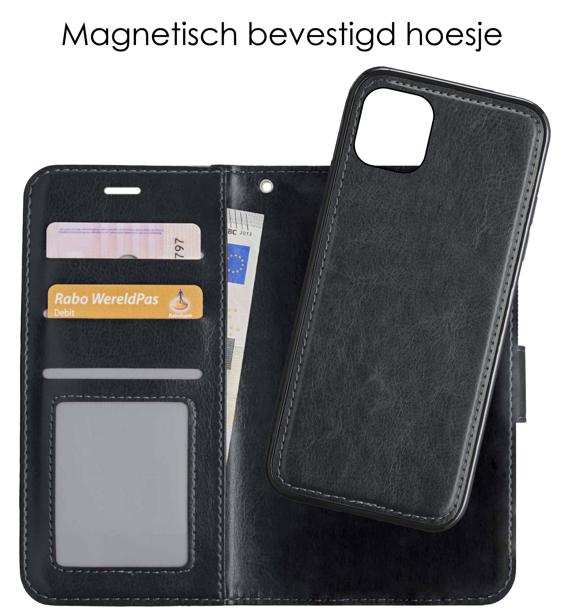 NoXx Hoes Geschikt voor iPhone 12 Mini Hoesje Bookcase Hoes 2-in-1 Uitneembaar Cover Hard Case - Zwart