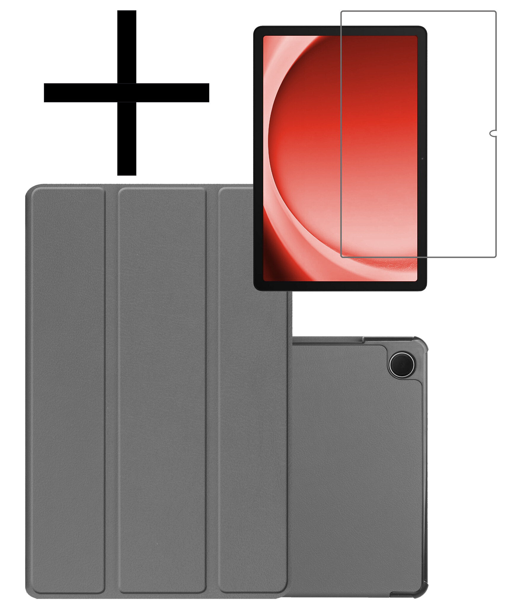 NoXx Hoesje Geschikt voor Samsung Galaxy Tab A9 Hoesje Case Hard Cover Hoes Book Case Met Screenprotector - Grijs