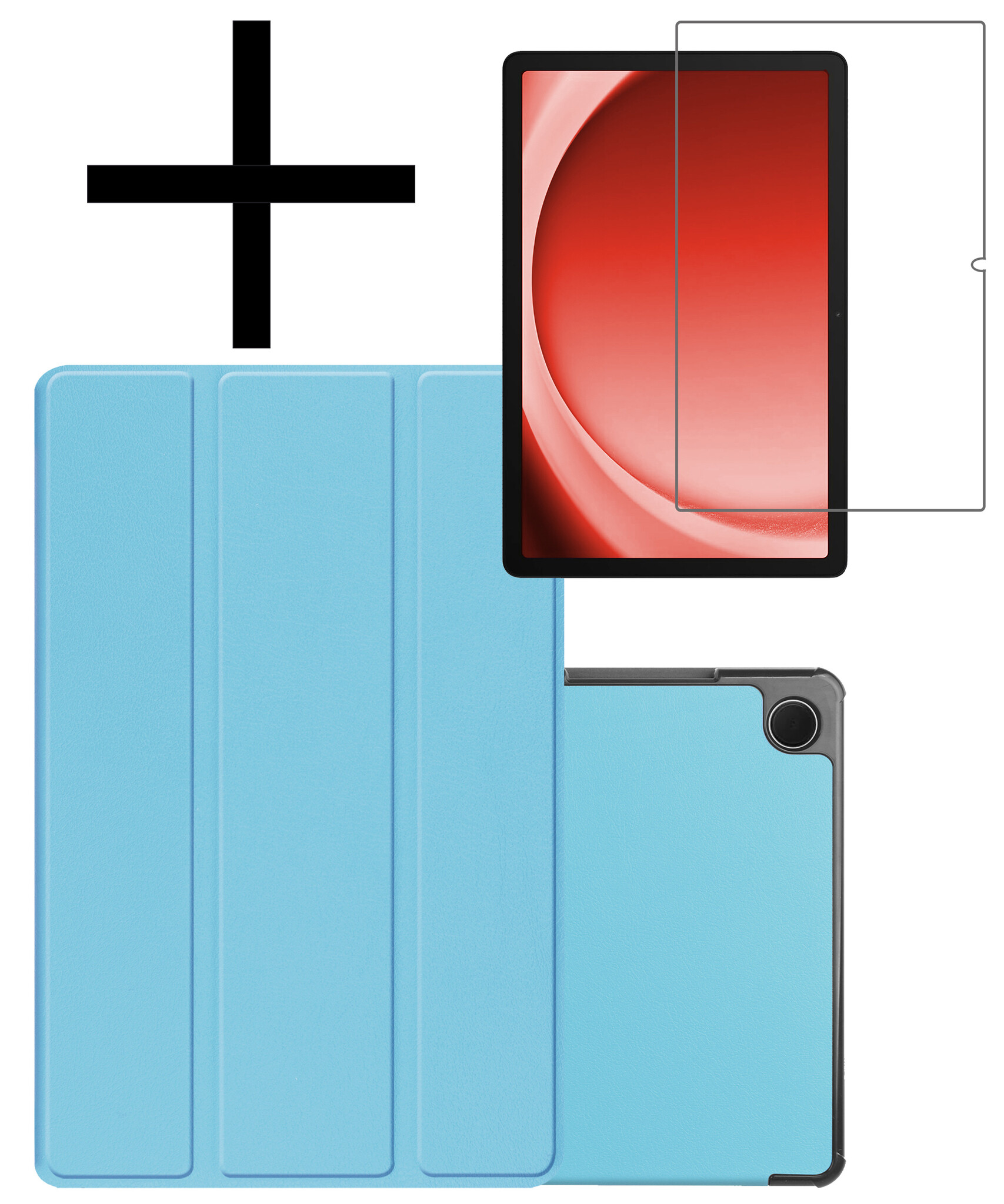 NoXx Hoesje Geschikt voor Samsung Galaxy Tab A9 Hoesje Case Hard Cover Hoes Book Case Met Screenprotector - Lichtblauw