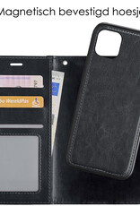 NoXx Hoes Geschikt voor iPhone 12 Mini Hoesje Bookcase Hoes 2-in-1 Uitneembaar Cover Hard Case - Zwart