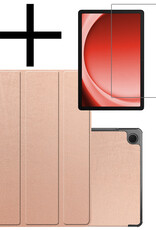 NoXx Hoesje Geschikt voor Samsung Galaxy Tab A9 Hoesje Case Hard Cover Hoes Book Case Met Screenprotector - Rosé goud