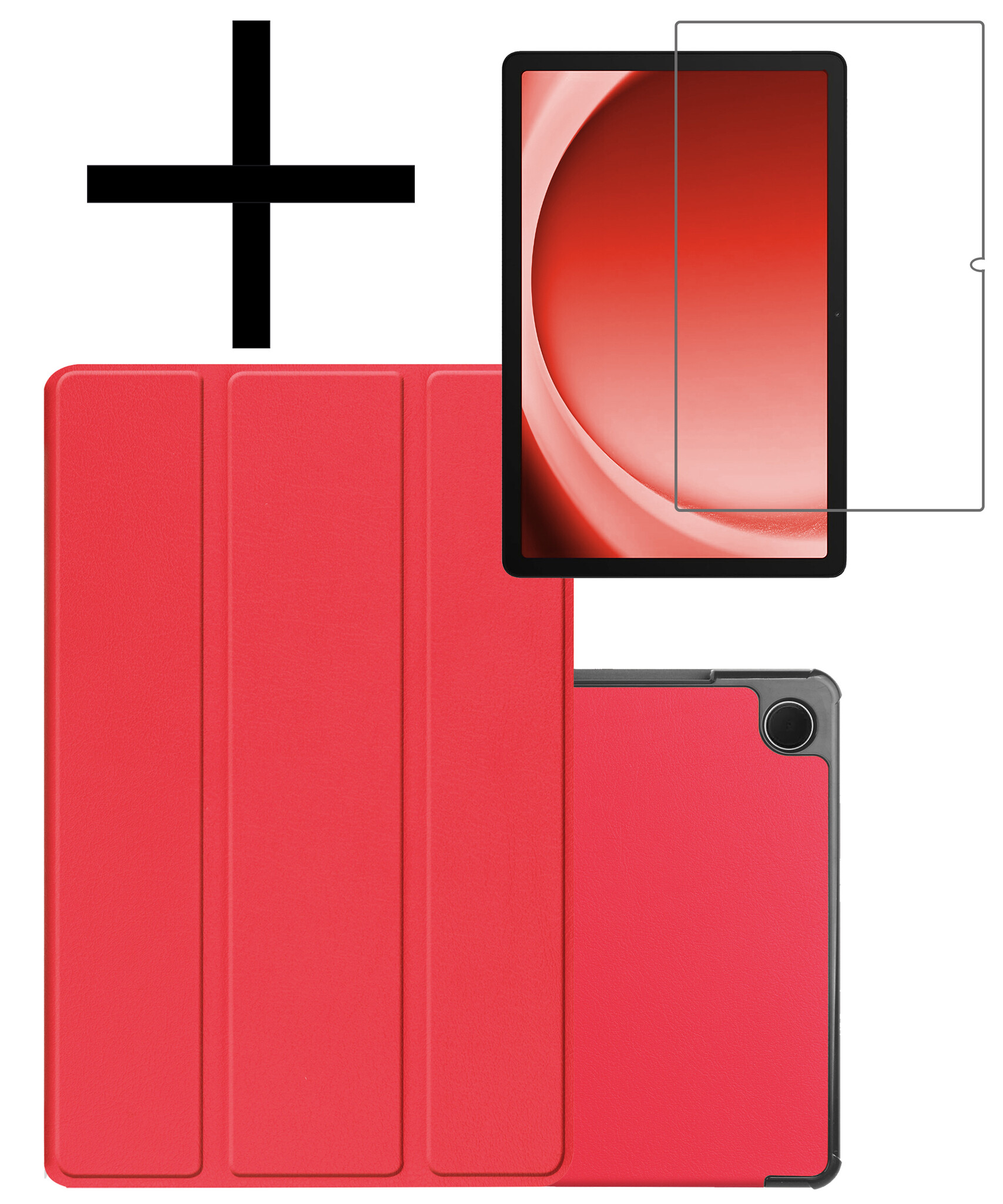 NoXx Hoesje Geschikt voor Samsung Galaxy Tab A9 Hoesje Case Hard Cover Hoes Book Case Met Screenprotector - Rood