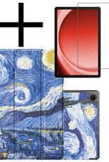 NoXx Hoesje Geschikt voor Samsung Galaxy Tab A9 Hoesje Case Hard Cover Hoes Book Case Met Screenprotector - Sterrenhemel