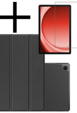 NoXx Hoesje Geschikt voor Samsung Galaxy Tab A9 Hoesje Case Hard Cover Hoes Book Case Met Screenprotector - Zwart