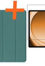 Nomfy Hoes Geschikt voor Samsung Galaxy Tab A9 Hoes Tri-fold Tablet Hoesje Case Met Screenprotector - Hoesje Geschikt voor Samsung Tab A9 Hoesje Hardcover Bookcase - Donkergroen