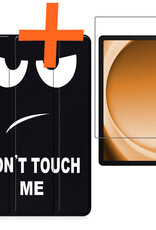 Nomfy Hoes Geschikt voor Samsung Galaxy Tab A9 Plus Hoes Tri-fold Tablet Hoesje Case Met Screenprotector - Hoesje Geschikt voor Samsung Tab A9 Plus Hoesje Hardcover Bookcase - Don't Touch Me