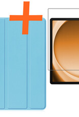 Nomfy Hoes Geschikt voor Samsung Galaxy Tab A9 Hoes Tri-fold Tablet Hoesje Case Met Screenprotector - Hoesje Geschikt voor Samsung Tab A9 Hoesje Hardcover Bookcase - Lichtblauw