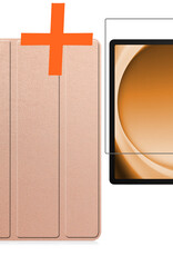 Nomfy Hoes Geschikt voor Samsung Galaxy Tab A9 Hoes Tri-fold Tablet Hoesje Case Met Screenprotector - Hoesje Geschikt voor Samsung Tab A9 Hoesje Hardcover Bookcase - Rosé goud