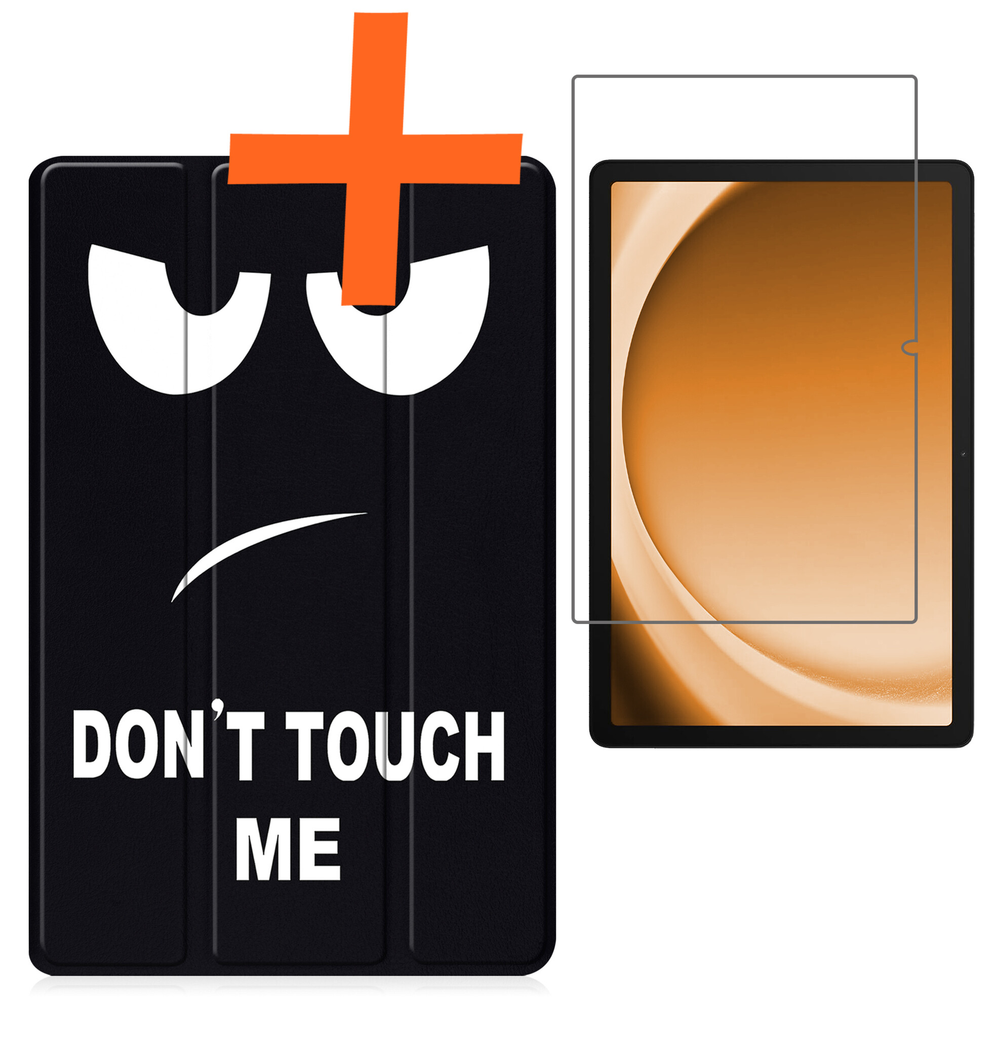 Nomfy Hoes Geschikt voor Samsung Galaxy Tab A9 Hoes Tri-fold Tablet Hoesje Case Met Screenprotector - Hoesje Geschikt voor Samsung Tab A9 Hoesje Hardcover Bookcase - Don't Touch Me